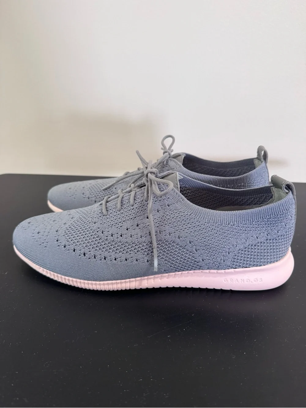 Cole Haan 2.ZERØGRAND Stitchlite Wingtip Oxfords Grey with light Pink Bottoms